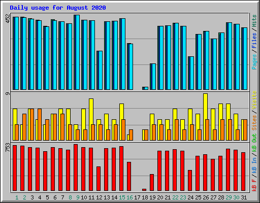 Daily usage for August 2020