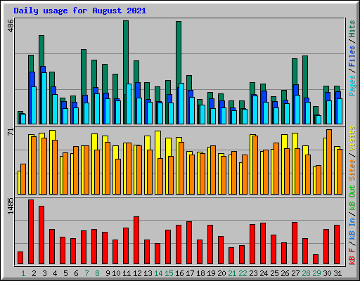Daily usage for August 2021